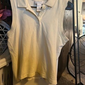 Slightly worn yellow tank top.